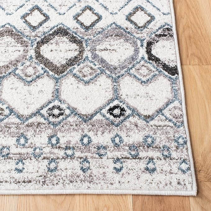 SAFAVIEH Amsterdam Collection Accent Rug - 3' x 5', Ivory & Grey, Moroccan Boho Design, Non-Shedding & Easy Care, Ideal for High Traffic Areas in Entryway, Living Room, Bedroom (AMS108A)
