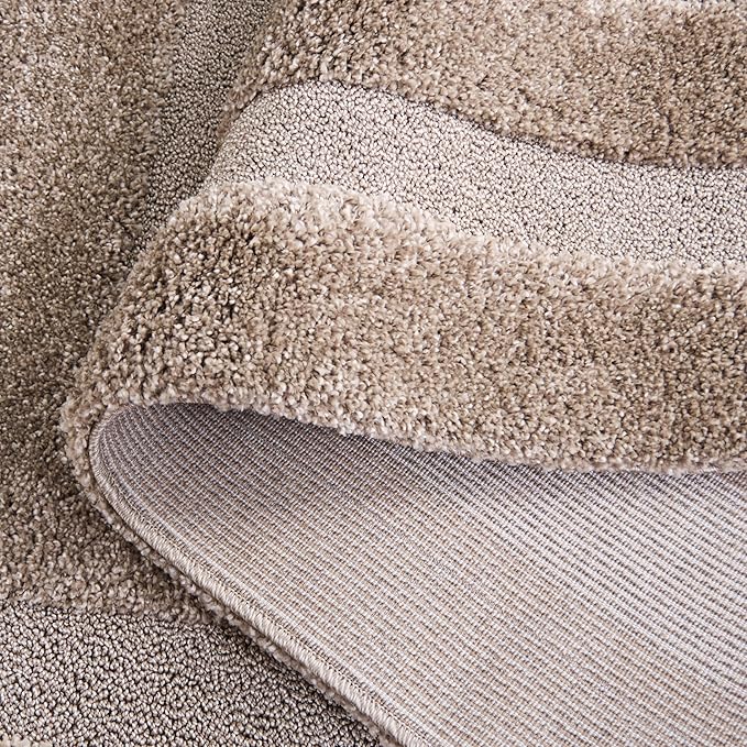 SAFAVIEH Florida Shag Collection 5'3" x 7'6" Beige / Beige SG454 Border Non-Shedding Living Room Bedroom Dining Room Entryway Plush 1.2-inch Thick Area Rug