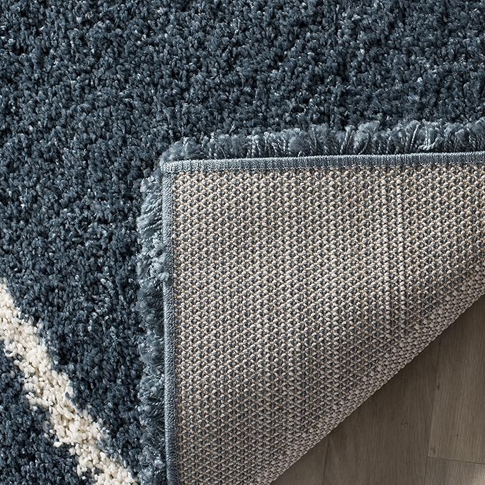 SAFAVIEH Hudson Shag Collection Accent Rug - 2' x 3', Slate Blue & Ivory, Trellis Design, Non-Shedding & Easy Care, 2-inch Thick Ideal for High Traffic Areas in Foyer, Living Room, Bedroom (SGH281L)