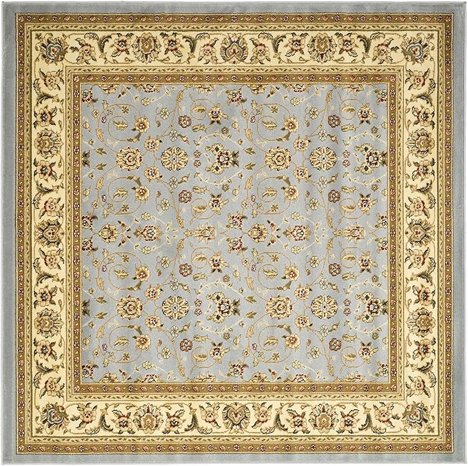 SAFAVIEH Lyndhurst Collection Area Rug - 7' Square, Light Blue & Ivory, Traditional Oriental Design, Non-Shedding & Easy Care, Ideal for High Traffic Areas in Living Room, Bedroom (LNH312B)