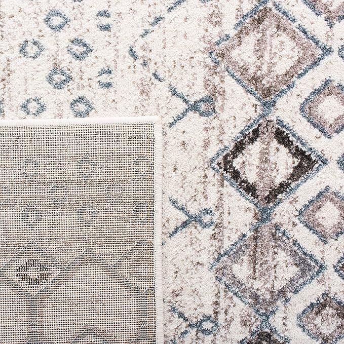SAFAVIEH Amsterdam Collection Area Rug - 5'1" x 7'6", Ivory & Grey, Moroccan Boho Design, Non-Shedding & Easy Care, Ideal for High Traffic Areas in Living Room, Bedroom (AMS108A)