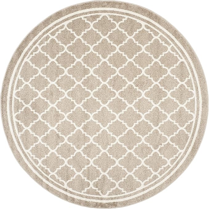 SAFAVIEH Amherst Collection 3' Round Wheat/Beige AMT422S Moroccan Trellis Non-Shedding Living Room Bedroom Area Rug