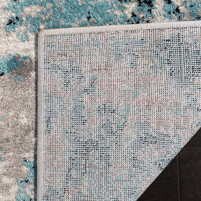 SAFAVIEH Skyler Collection 2' x 12' Blue/Ivory SKY186M Modern Abstract Non-Shedding Living Room Bedroom Runner Rug
