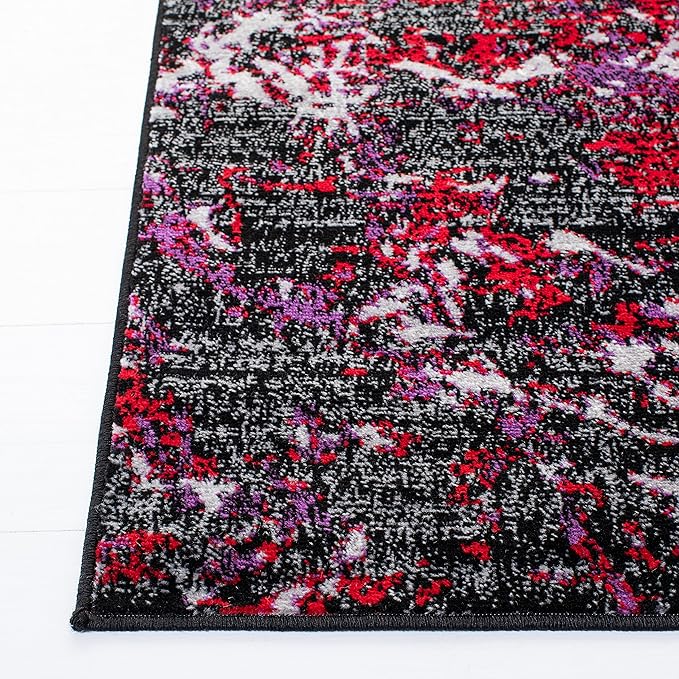 SAFAVIEH Skyler Collection 6' x 9' Black/Purple SKY186V Modern Abstract Non-Shedding Living Room Dining Bedroom Area Rug
