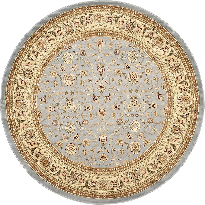 SAFAVIEH Lyndhurst Collection Area Rug - 5'3" Round, Light Blue & Ivory, Traditional Oriental Design, Non-Shedding & Easy Care, Ideal for High Traffic Areas in Living Room, Bedroom (LNH312B)