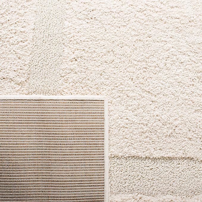 SAFAVIEH Florida Shag Collection Area Rug - 2'3" x 15' Runner, Creme/Creme, Geometric Design, Plush 1.2 Inch Thick Ideal for High Traffic Areas in Living Room, Bedroom, Dining (SG454-1111)