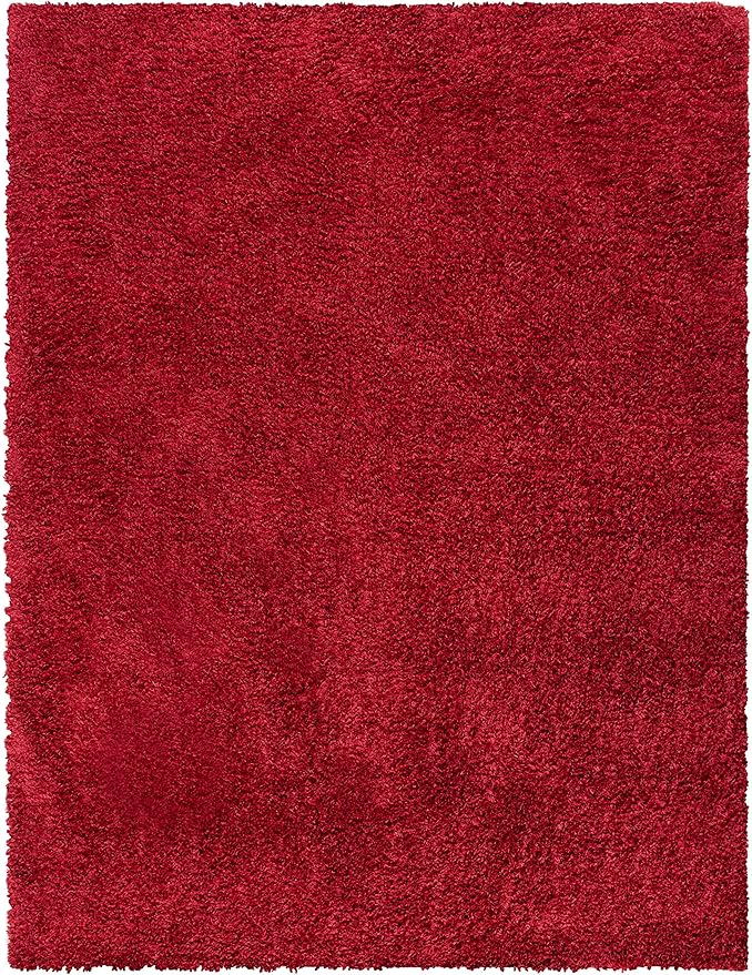 SAFAVIEH Area Rug 8x10 - August Shag Collection - Large - Red, Solid Pattern, Non-Shedding & Easy Cleaning, Plush Thick Pile, Ideal for Living Room, Bedroom, Dining Space (AUG200Q)