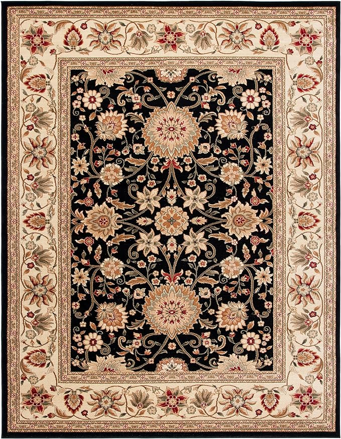 SAFAVIEH Lyndhurst Collection X-Large Area Rug - 11' x 15', Black & Ivory, Traditional Oriental Design, Non-Shedding & Easy Care, Ideal for High Traffic Areas in Living Room, Bedroom (LNH212A)
