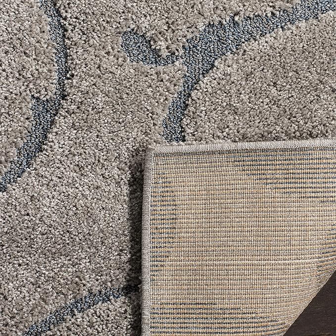SAFAVIEH Florida Shag Collection Area Rug - 9'6" x 13', Grey & Light Blue, Scroll Design, Non-Shedding & Easy to Clean, High-Low Plush Pile, Ideal for Living Room, Bedroom, Dining Space (SG455-1160)