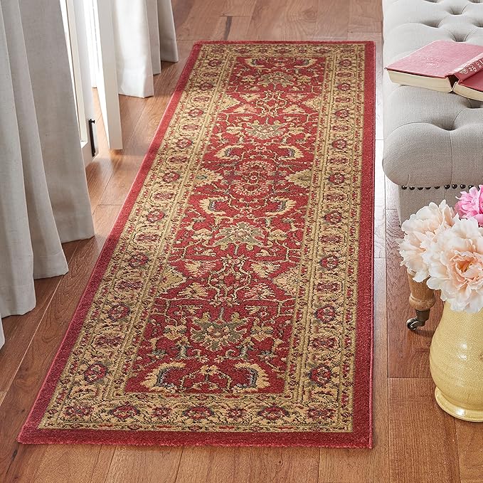 SAFAVIEH Mahal Collection Runner Rug - 2'2" x 6', Red & Beige, Traditional Oriental Design, Non-Shedding & Easy Care, Ideal for High Traffic Areas in Living Room, Bedroom (MAH693Q)