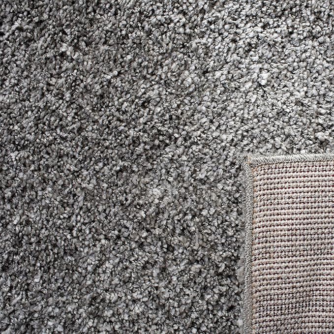 SAFAVIEH Santa Monica Shag Collection 2'3" x 7' Silver SGN725 Solid Non-Shedding Living Room Bedroom Dining Room Entryway Plush 2-inch Thick Runner Rug