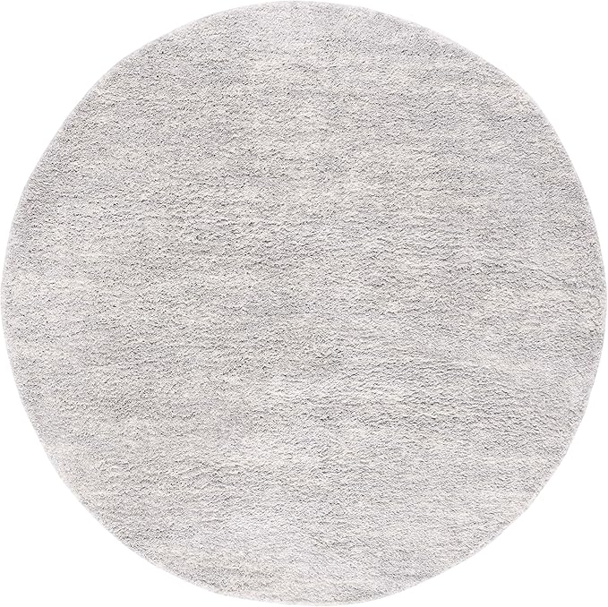 SAFAVIEH Berber Shag Collection Area Rug - 8' Round, Grey & Ivory, Modern Design, Non-Shedding & Easy Care, 1.2-inch Thick, Ideal for The Living Room, Bedroom, Dining Room (BER563G-8R)