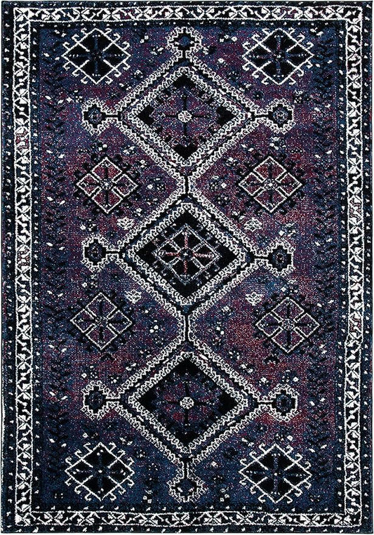 SAFAVIEH Vintage Hamadan Collection Area Rug - 6'7" x 9', Purple & Black, Oriental Distressed Design, Non-Shedding & Easy Care, Ideal for High Traffic Areas in Living Room, Bedroom (VTH293V)