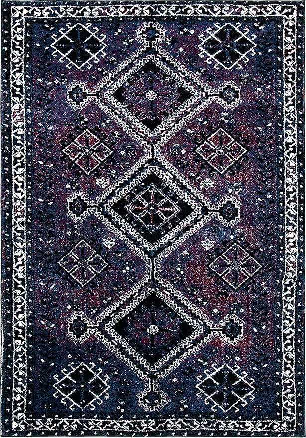 SAFAVIEH Vintage Hamadan Collection Area Rug - 5'3" x 7'6", Purple & Black, Oriental Distressed Design, Non-Shedding & Easy Care, Ideal for High Traffic Areas in Living Room, Bedroom (VTH293V)