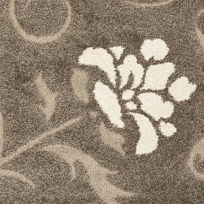 SAFAVIEH Florida Shag Collection Accent Rug - 4' x 6', Smoke & Beige, Floral Design, Non-Shedding & Easy Care, 1.2-inch Thick Ideal for High Traffic Areas in Foyer, Living Room, Bedroom (SG464-7913)