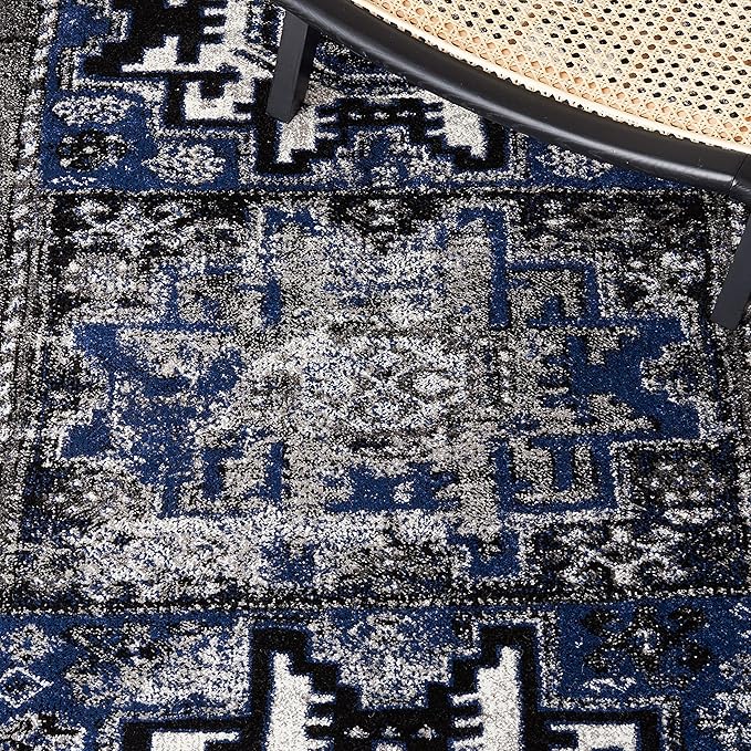 SAFAVIEH Vintage Hamadan Collection Area Rug - 9' x 12', Grey & Blue, Oriental Traditional Persian Design, Non-Shedding & Easy Care, Ideal for High Traffic Areas in Living Room, Bedroom (VTH213F)