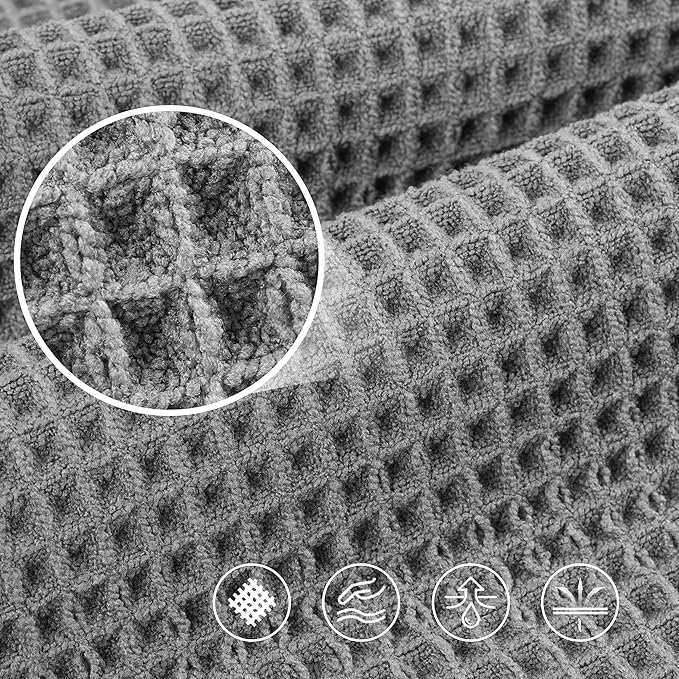 430 GSM Microfiber Oversize Quick Dry Lint Free Bath Towel, 60 x 30 in, 4 Pack (Waffle Weave)