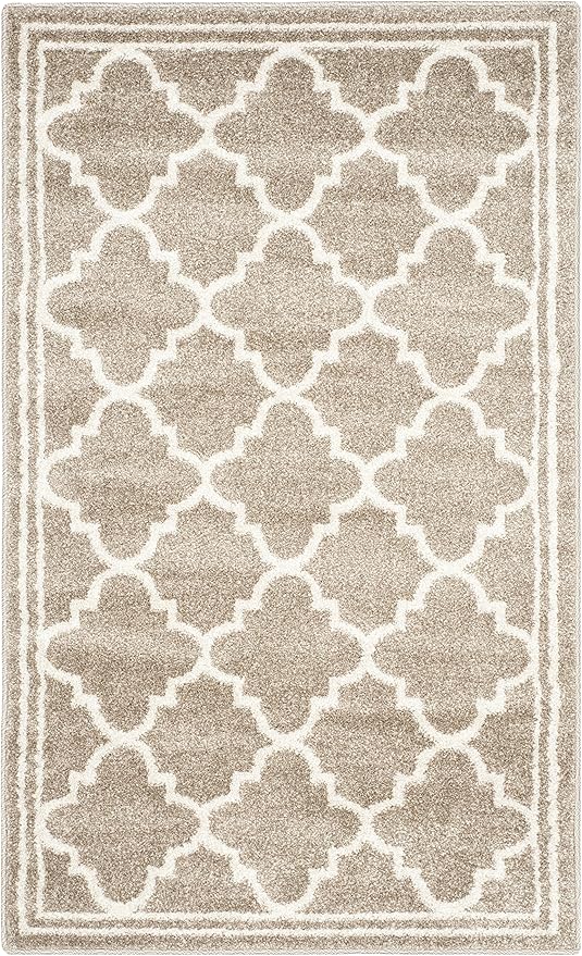 SAFAVIEH Amherst Collection Accent Rug - 4' x 6', Wheat & Beige, Moroccan Trellis Design, Non-Shedding & Easy Care, Ideal for High Traffic Areas in Entryway, Living Room, Bedroom (AMT422S)
