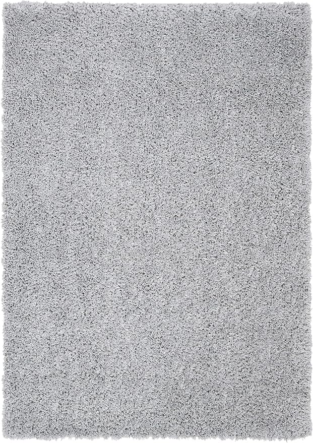 SAFAVIEH August Shag Collection Accent Rug - 4' x 6', Silver, Solid Design, Non-Shedding & Easy Care, 1.5-inch Thick Ideal for High Traffic Areas in Entryway, Living Room, Bedroom (AUG200G)