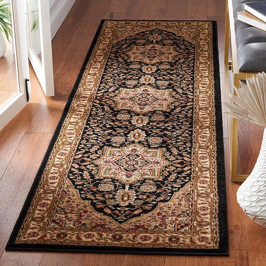 SAFAVIEH Lyndhurst Collection Runner Rug - 2'3" x 8', Black & Beige, Traditional Oriental Design, Non-Shedding & Easy Care, Ideal for High Traffic Areas in Living Room, Bedroom (LNH330Z)