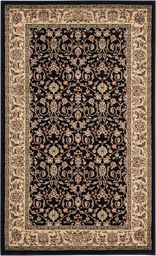 SAFAVIEH Lyndhurst Collection Accent Rug - 3'3" x 5'3", Black & Ivory, Traditional Oriental Design, Non-Shedding & Easy Care, Ideal for High Traffic Areas in Entryway, Living Room, Bedroom (LNH316B)