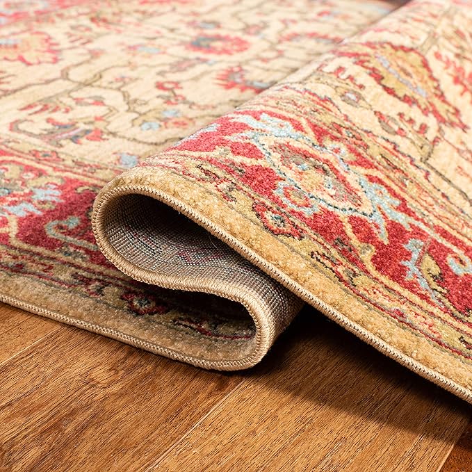 SAFAVIEH Mahal Collection 9' x 12' Beige Red MAH693B Traditional Oriental Non-Shedding Living Room Bedroom Dining Home Office Area Rug