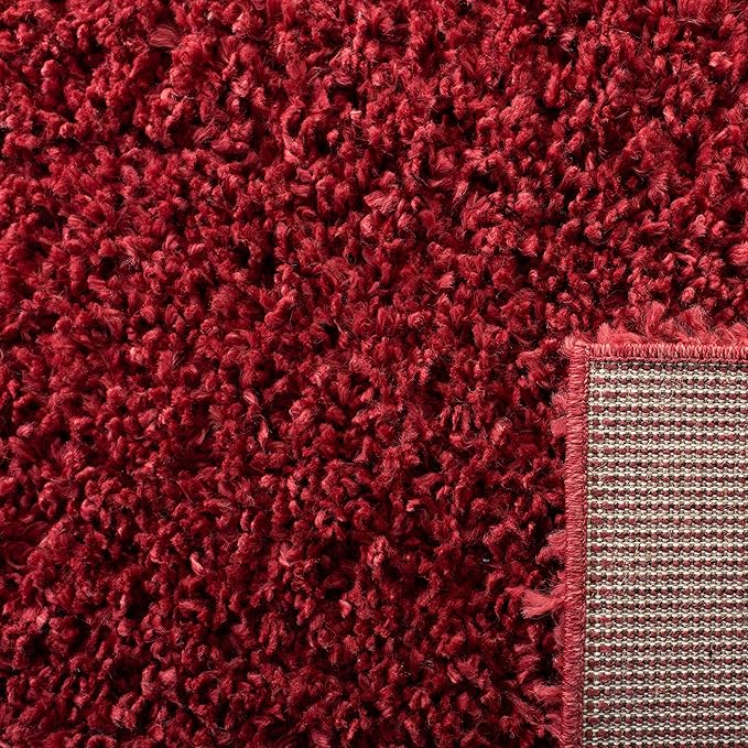 SAFAVIEH Area Rug 8x10 - August Shag Collection - Large - Red, Solid Pattern, Non-Shedding & Easy Cleaning, Plush Thick Pile, Ideal for Living Room, Bedroom, Dining Space (AUG200Q)