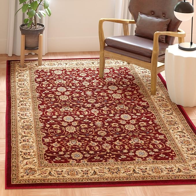 SAFAVIEH Lyndhurst Collection Accent Rug - 3'3" x 5'3", Red & Ivory, Traditional Oriental Design, Non-Shedding & Easy Care, Ideal for High Traffic Areas in Entryway, Living Room, Bedroom (LNH312A)