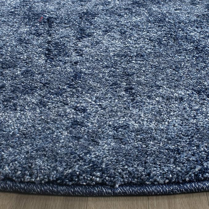 SAFAVIEH Retro Collection Area Rug - 8' Round, Light Blue & Blue, Modern Abstract Design, Non-Shedding & Easy Care, Ideal for High Traffic Areas in Living Room, Bedroom (RET2770-6065)