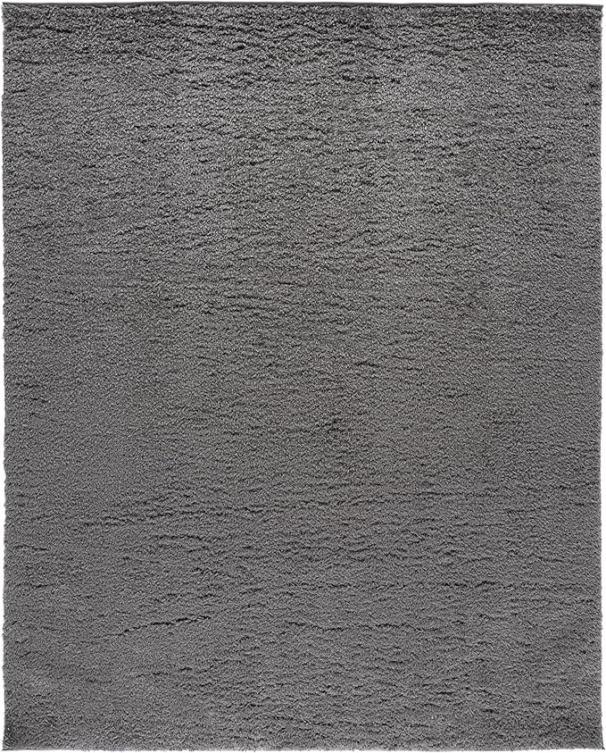 SAFAVIEH Lindsay Shag Collection Area Rug - 9' x 12', Dark Grey, Contemporary Design, Ideal for High Traffic Areas in Living Room, Bedroom & Dining Room (LNS560G-9)