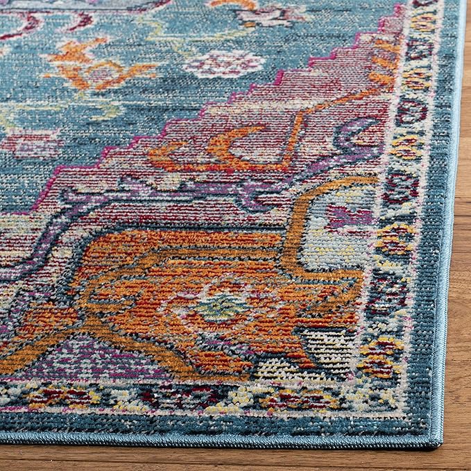 SAFAVIEH Crystal Collection X-Large Area Rug - 11' x 16', Teal & Rose, Medallion Distressed Design, Non-Shedding & Easy Care, Ideal for High Traffic Areas in Living Room, Bedroom (CRS501T)