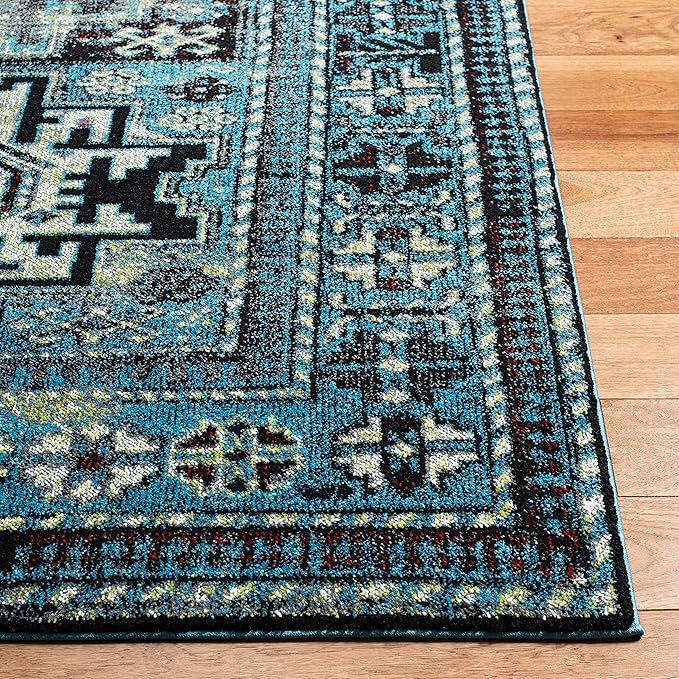 SAFAVIEH Vintage Hamadan Collection Runner Rug - 2'3" x 12', Light Blue & Black, Traditional Oriental Design, Non-Shedding & Easy Care, Ideal for High Traffic Areas in Living Room, Bedroom (VTH213M)