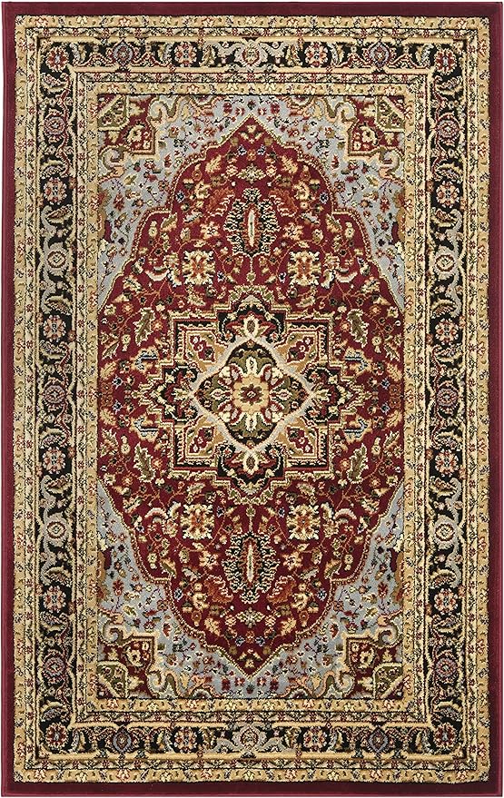 SAFAVIEH Lyndhurst Collection Accent Rug - 3'3" x 5'3", Red & Black, Traditional Oriental Design, Non-Shedding & Easy Care, Ideal for High Traffic Areas in Entryway, Living Room, Bedroom (LNH330B)