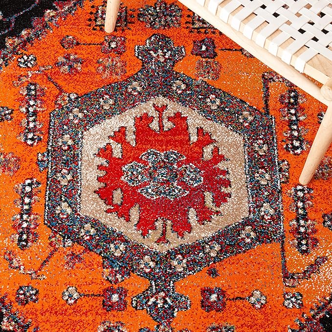 SAFAVIEH Vintage Hamadan Collection Accent Rug - 2'7" x 5', Orange & Black, Oriental Design, Non-Shedding & Easy Care, Ideal for High Traffic Areas in Entryway, Living Room, Bedroom (VTH204P)