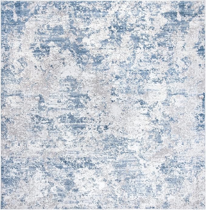 SAFAVIEH Amelia Collection Area Rug - 11' Square, Grey & Blue, Modern Abstract Design, Non-Shedding & Easy Care, Ideal for High Traffic Areas in Living Room, Bedroom (ALA705F)