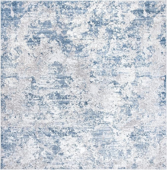 SAFAVIEH Amelia Collection Area Rug - 11' Square, Grey & Blue, Modern Abstract Design, Non-Shedding & Easy Care, Ideal for High Traffic Areas in Living Room, Bedroom (ALA705F)