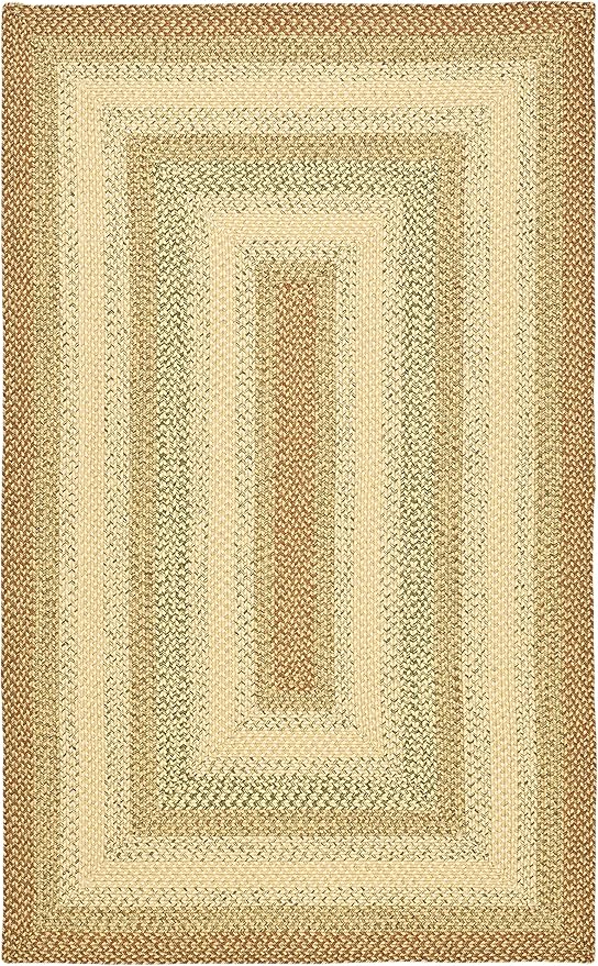 SAFAVIEH Washable Rug Outdoor Braided Collection - 6' x 9', Rust & Multi, Handmade & Reversible, Non-Shedding & Easy to Clean, Ideal for Patio, Backyard, Mudroom (BRD303A)