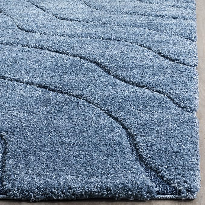 SAFAVIEH Florida Shag Collection Runner Rug - 2'3" x 7', Light Blue & Blue, Non-Shedding & Easy Care, 1.2-inch Thick Ideal for High Traffic Areas in Living Room, Bedroom (SG472-6065)