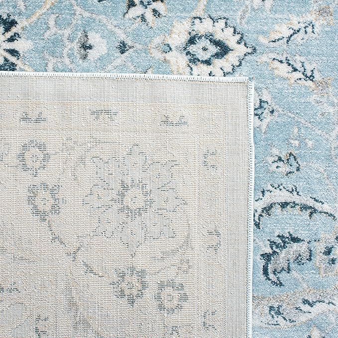 SAFAVIEH Isabella Collection Area Rug - 6'7" x 9', Light Blue & Cream, Oriental Design, Non-Shedding & Easy Care, Ideal for High Traffic Areas in Living Room, Bedroom (ISA912M)