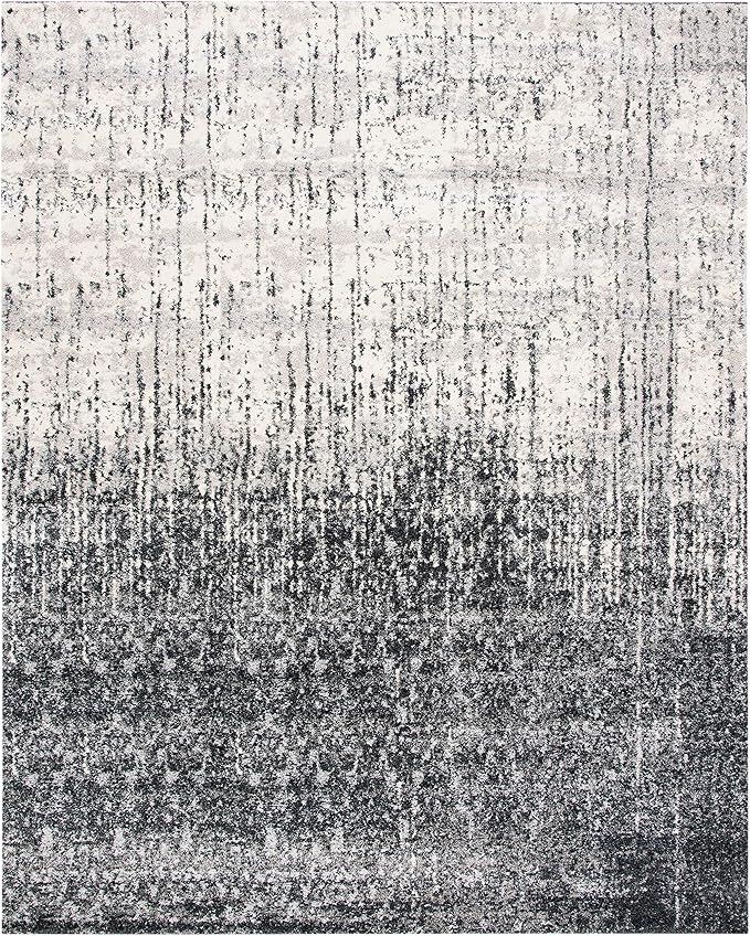 SAFAVIEH Retro Collection Area Rug - 9' x 12', Black & Light Grey, Modern Abstract Design, Non-Shedding & Easy Care, Ideal for High Traffic Areas in Living Room, Bedroom (RET2770-9079)
