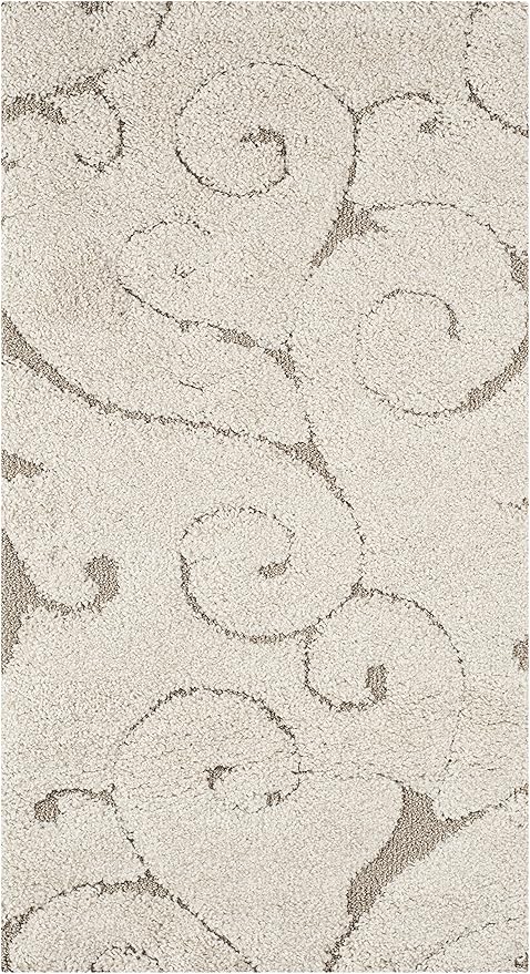 SAFAVIEH Florida Shag Collection Accent Rug - 2'3" x 4', Cream & Beige, Scroll Design, Non-Shedding & Easy Care, High-Low Plush Pile, Ideal for Bedroom, Foyer, Hallway (SG455-1113)