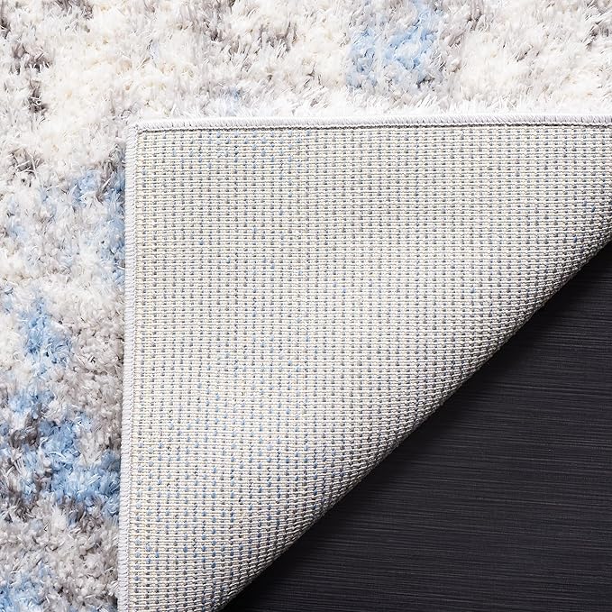 SAFAVIEH Lindsay Shag Collection Area Rug - 4' x 6', Grey & Blue Ivory, Modern Design, 1.8-inch Thick, Ideal for High Traffic Area in Living Room, Bedroom, Dining (LNS556F-4)