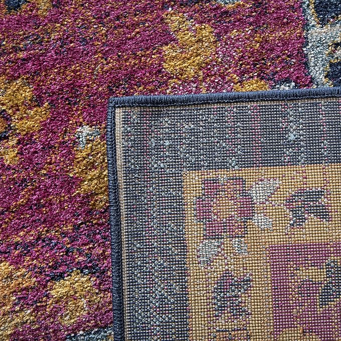 SAFAVIEH Evoke Collection 8' x 10' Fuchsia / Orange EVK275S Oriental Medallion Distressed Non-Shedding Living Room Bedroom Dining Home Office Area Rug