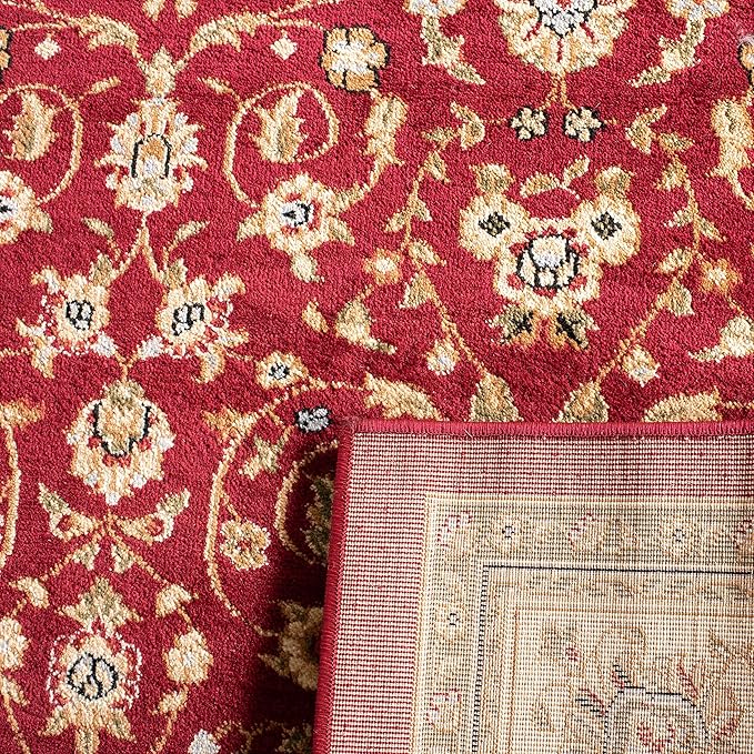 SAFAVIEH Lyndhurst Collection Area Rug - 6' Square, Red & Ivory, Traditional Oriental Design, Non-Shedding & Easy Care, Ideal for High Traffic Areas in Living Room, Bedroom (LNH312A)