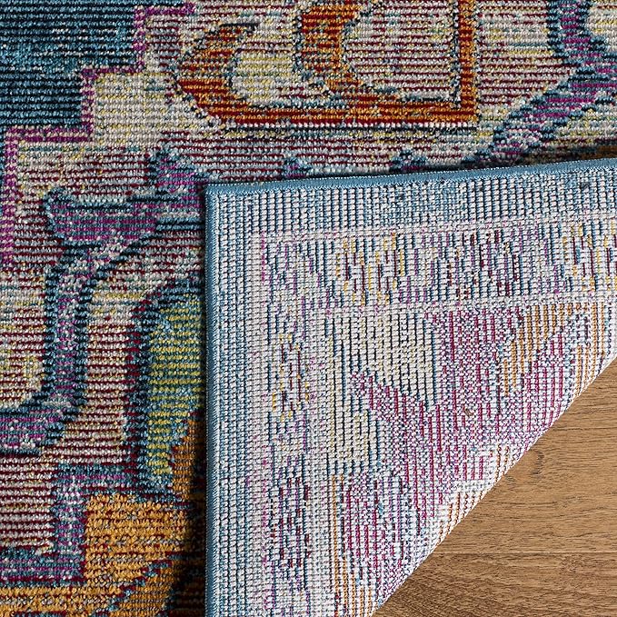 SAFAVIEH Crystal Collection Runner Rug - 2'2" x 19', Teal & Rose, Medallion Distressed Design, Non-Shedding & Easy Care, Ideal for High Traffic Areas in Living Room, Bedroom (CRS501T)