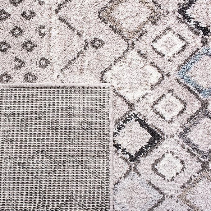 SAFAVIEH Amsterdam Collection Area Rug - 5'1" x 7'6", Light Grey & Brown, Moroccan Boho Design, Non-Shedding & Easy Care, Ideal for High Traffic Areas in Living Room, Bedroom (AMS108F)