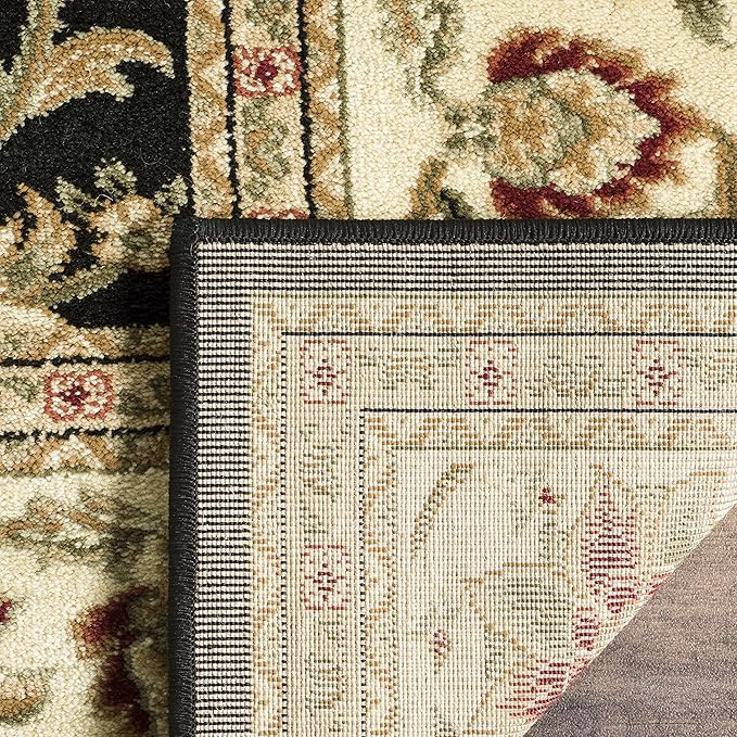 SAFAVIEH Lyndhurst Collection Area Rug - 6' Square, Black & Ivory, Traditional Oriental Design, Non-Shedding & Easy Care, Ideal for High Traffic Areas in Living Room, Bedroom (LNH212A)