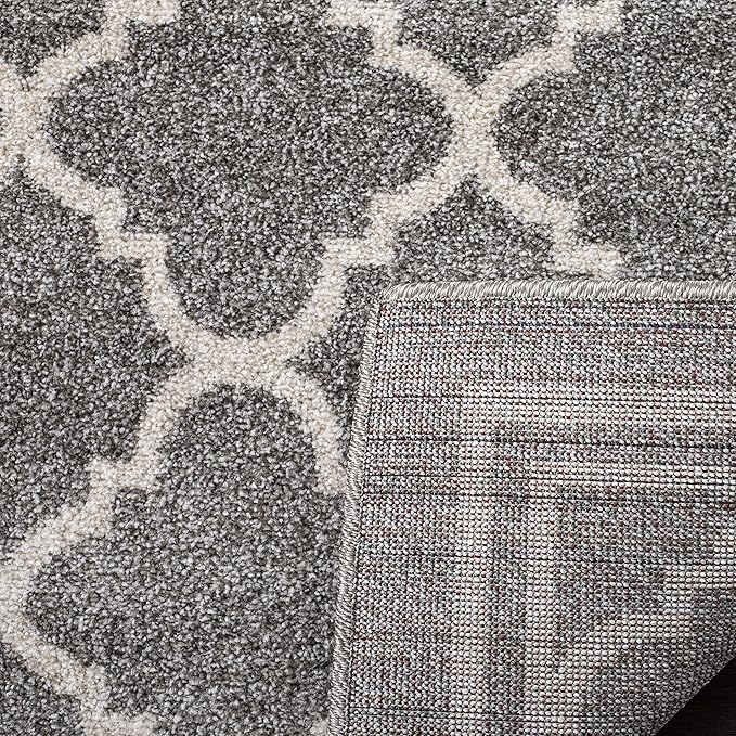 SAFAVIEH Amherst Collection Runner Rug - 2'3" x 13', Dark Grey & Beige, Moroccan Trellis Design, Non-Shedding & Easy Care, Ideal for High Traffic Areas in Living Room, Bedroom (AMT422R)