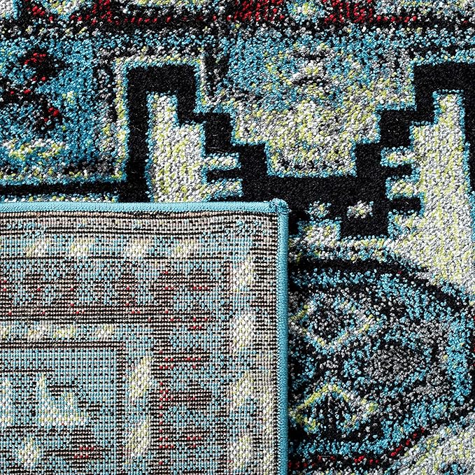 SAFAVIEH Vintage Hamadan Collection Runner Rug - 2'3" x 8', Light Blue & Black, Traditional Oriental Design, Non-Shedding & Easy Care, Ideal for High Traffic Areas in Living Room, Bedroom (VTH213M)