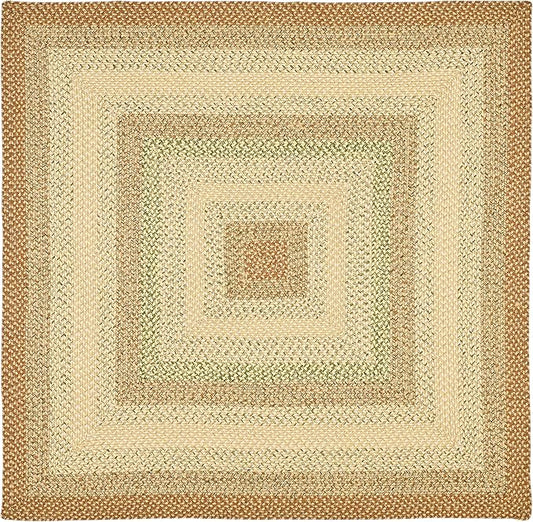 SAFAVIEH Washable Rug Outdoor Braided Collection - 6' Square, Rust & Multi, Handmade & Reversible, Non-Shedding & Easy to Clean, Ideal for Patio, Backyard, Mudroom (BRD303A)